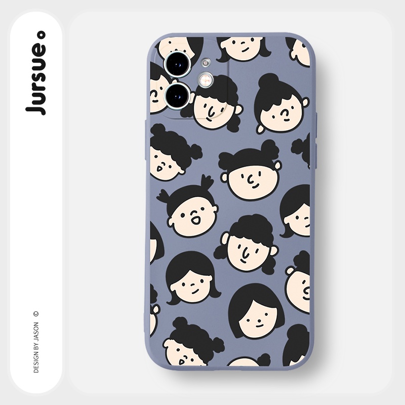 Ốp lưng JURSUE hoạt hình cặp đôi dễ thương đẹp cho iPhone 13 12 11 Pro Max SE 2020 X XR XS ip 8 7 6 6S Plus kute Y177