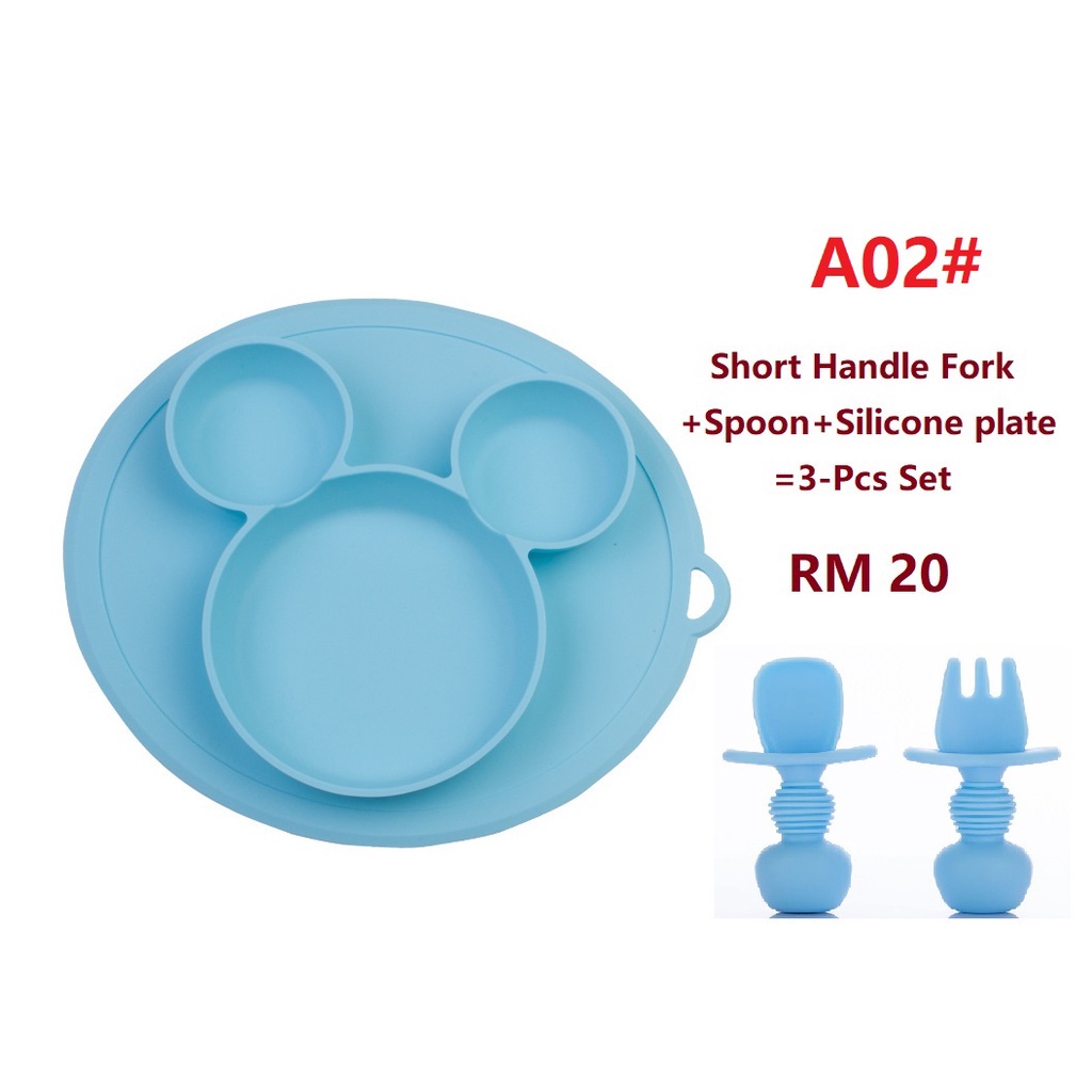Bộ Muỗng Nĩa Tay Cầm Ngắn Dành Cho Trẻ Em | Muỗng Nĩa Cho Bé Tập Ăn Tiện Dụng | Bộ Muỗng Nĩa Tập Ăn Tiện Dụng Cho Bé | Thìa Silicone Mềm