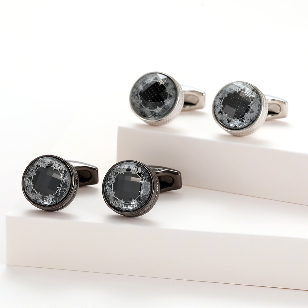 Khuy Măng Sét Màu Đen Bạc Sáng Tạo Cho Nam