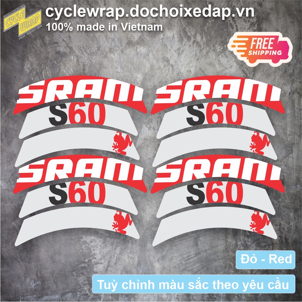Tem decal dán vành niềng bánh xe đạp đua SRAM S40/S60 | Road Rim Wheel Decal