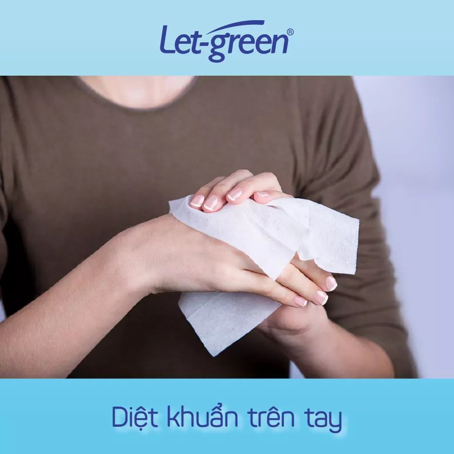 KHĂN ƯỚT CỒN DIỆT KHUẨN LET-GREEN 50 MIẾNG/BAO