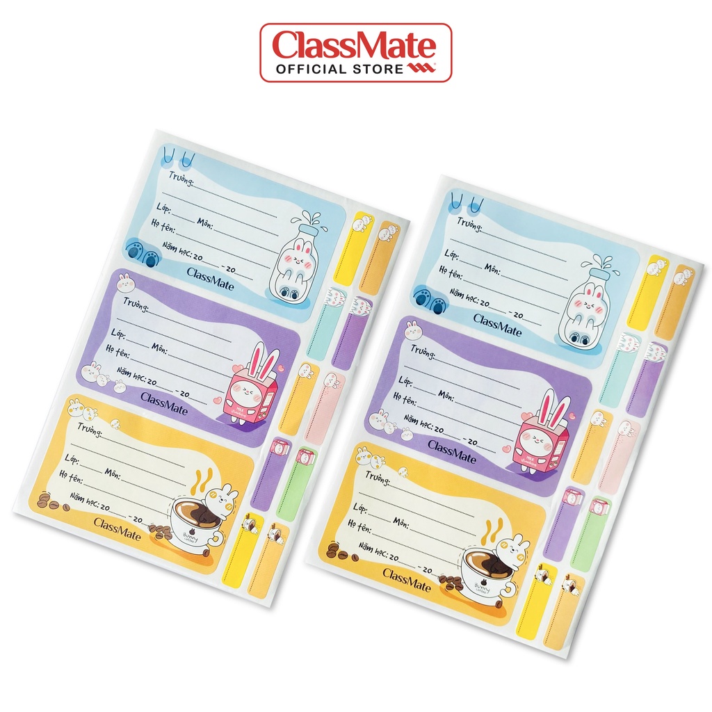 Nhãn Vở Có Keo Dán Sẵn CLASSMATE Rabbit Chất Liệu Giấy Bóng Nổi Bật, Bám Dính Tốt 15 Cái/Túi CL-NT230