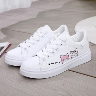 Giày sneaker đế bằng sticker Meow