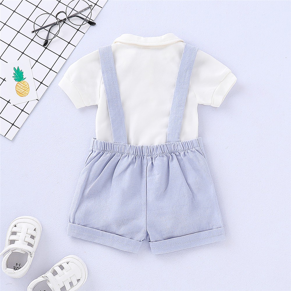 Set trang phục MIKRDOO áo liền quần polo tay ngắn và quần đùi yếm phong cách peter pan thời trang cho bé trai 0-2 tuổi