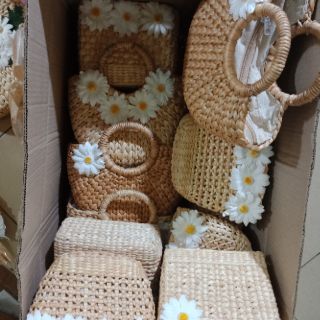 Túi cói hoa cúc siêu xinh