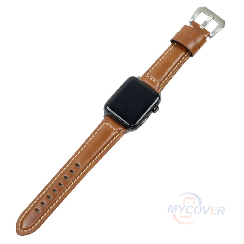 Dây đeo đồng hồ da thật kiểu dáng vintage dành cho Apple Watch 38mm 40mm 42mm 44mm iWatch dòng số 4 3 2 1