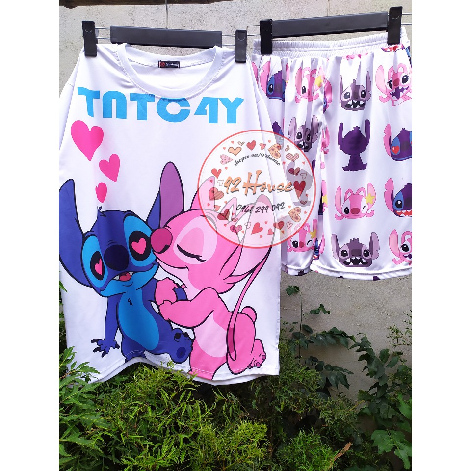 Bộ đùi hoạt hình tay lỡ unisex Stith freesize đồ bộ phom rộng
