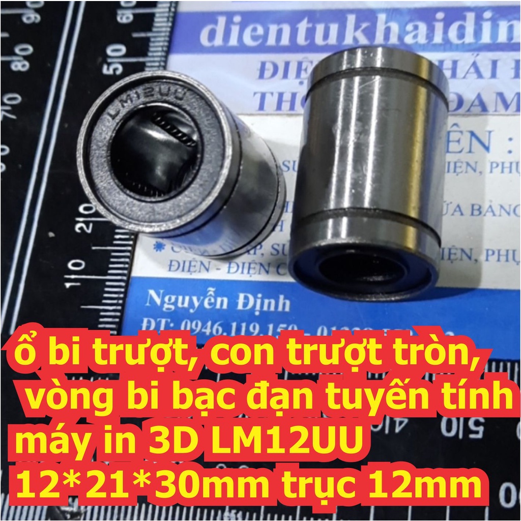 ổ bi trượt, con trượt tròn, vòng bi bạc đạn tuyến tính máy in 3D LM5UU LM6UU LM8UU LM12UU kde5163