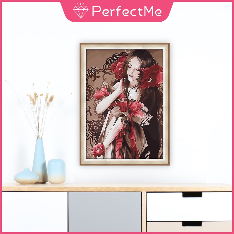 Tranh Đính Đá 30x40cm Kèm Phụ Kiện Tự Làm Hình Cô Gái Xinh Xắn Dùng Trang Trí