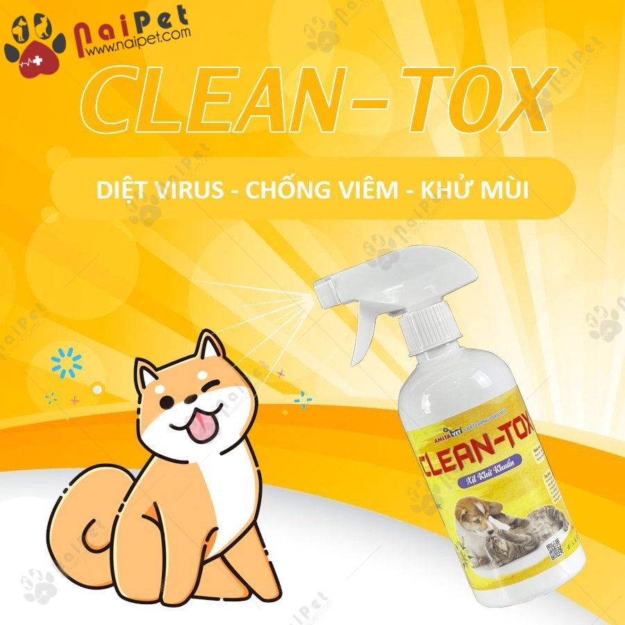 Xịt Khử Mùi Hôi Kháng Khuẩn Cho Vật Nuôi Clean-Tox Amitavet 500ml