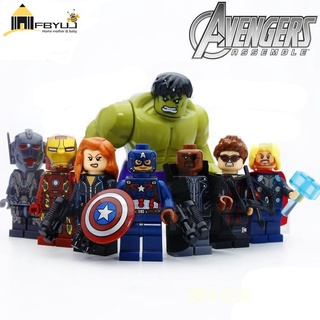 Set 8 đồ chơi lắp ráp mô hình nhân vật siêu anh hùng Marvel Avengers 2 Mini Ultron Time Hulk American Iron Man