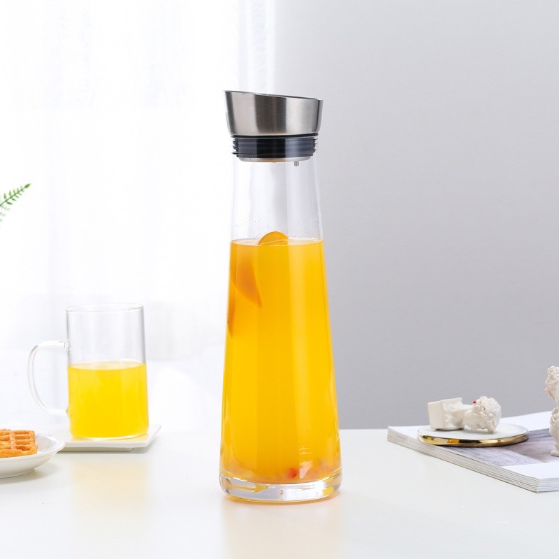 Bình nước thủy tinh, Bình detox dáng cao dung tích 1.4L thủy tinh cao cấp chịu nhiệt, Hàng xuất Âu