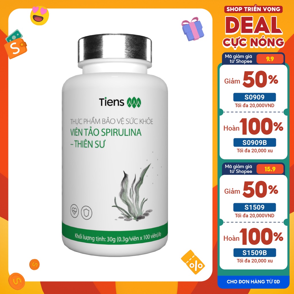 Viên Tảo Spirulina Thiên Sư bồi bổ cơ thể chống oxy hoá tăng sức đề kháng hộp 100 viên