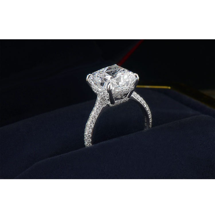 Moissanite simulation diamond ring female copper plated platinum high carbon diamond ring bull head diamond ring wedding ring