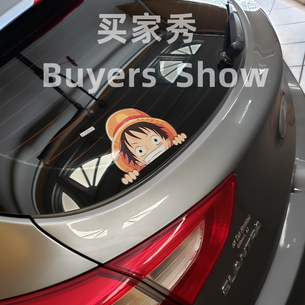 Miếng Dán Trang Trí Kính Chắn Gió Xe Hơi / Laptop / Gương Chiếu Hậu Họa Tiết Hoạt Hình ONE PIECE Luffy Chopper Zoro Phản Quang