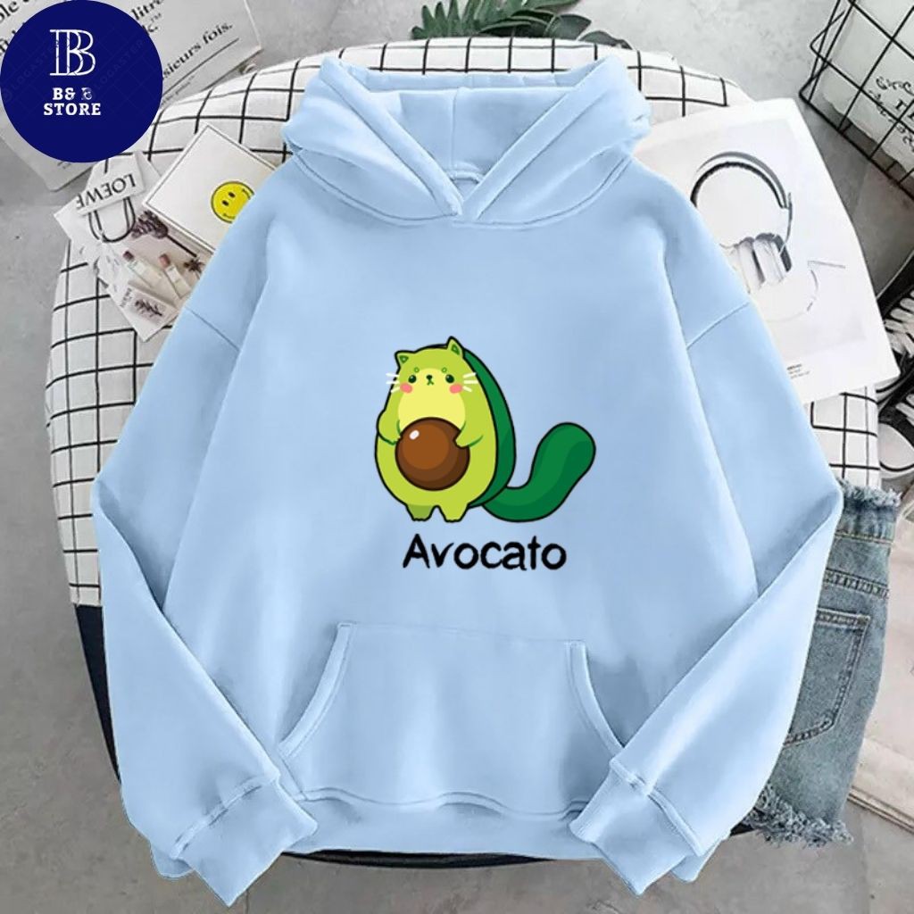 ÁO KHOÁC HOODIE NỈ UNISEX IN BƠ AVOCATO FORM RỘNG NAM NỮ NHIỀU MÀU