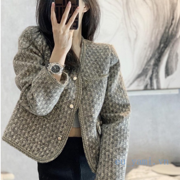 ❤áo dạ nữ Tweed mới dáng ngắn Tính Màu 2021 thu đông màu sắc đặc biệt phong cách hàn quốc
