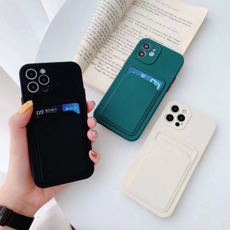 Ốp Điện Thoại Silicon Mềm Chống Trượt Có Ví Đựng Thẻ Cho iPhone 14 14Plus 13 12 11 Pro Max X XS XR 6 6S 7 8 Plus 6 6S