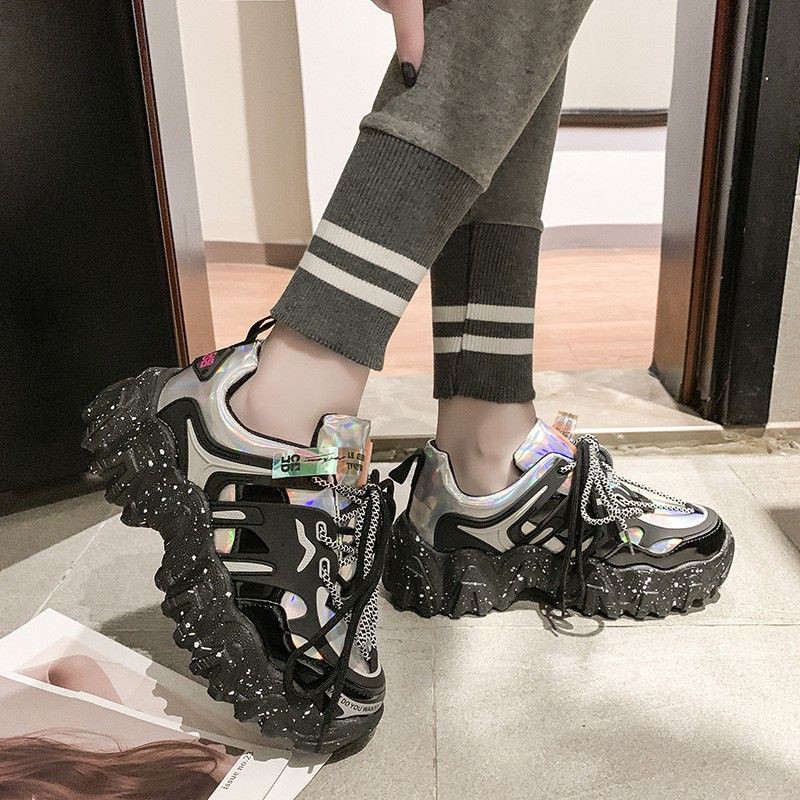 Giày sneaker nữ thể thao đế khủng lưới đỏ siêu lửa hoang dã tăng giày thể thao 2020