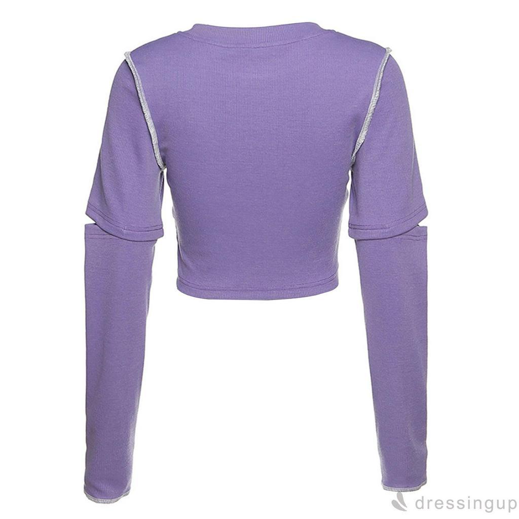 Áo Nữ Tay Dài Cổ Tròn Thiết Kế Độc Đáo Cá Tính