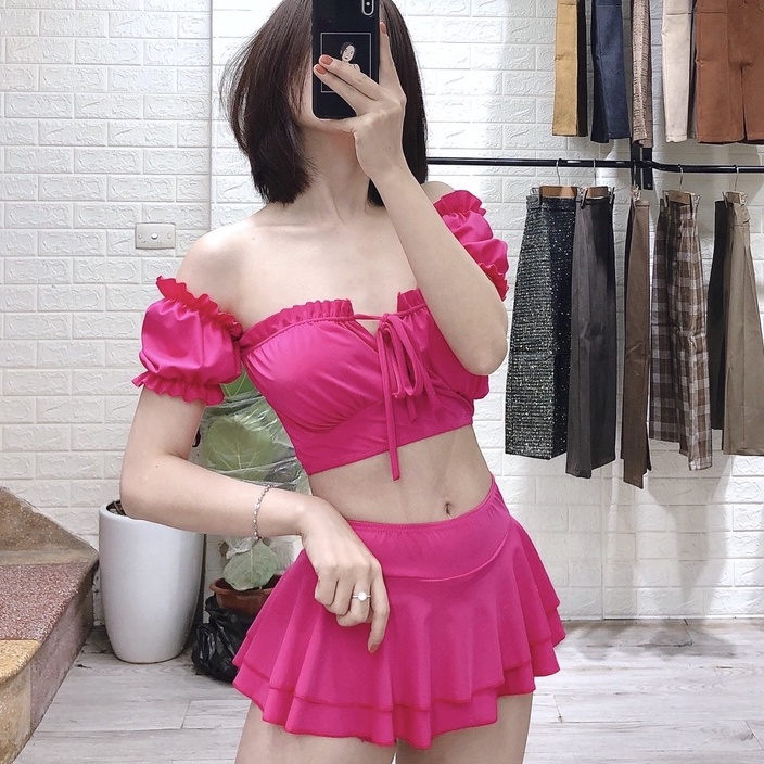 Bikini 2 mảnh, đồ bơi áo trễ vai tay bồng váy 2 tầng Bikini191