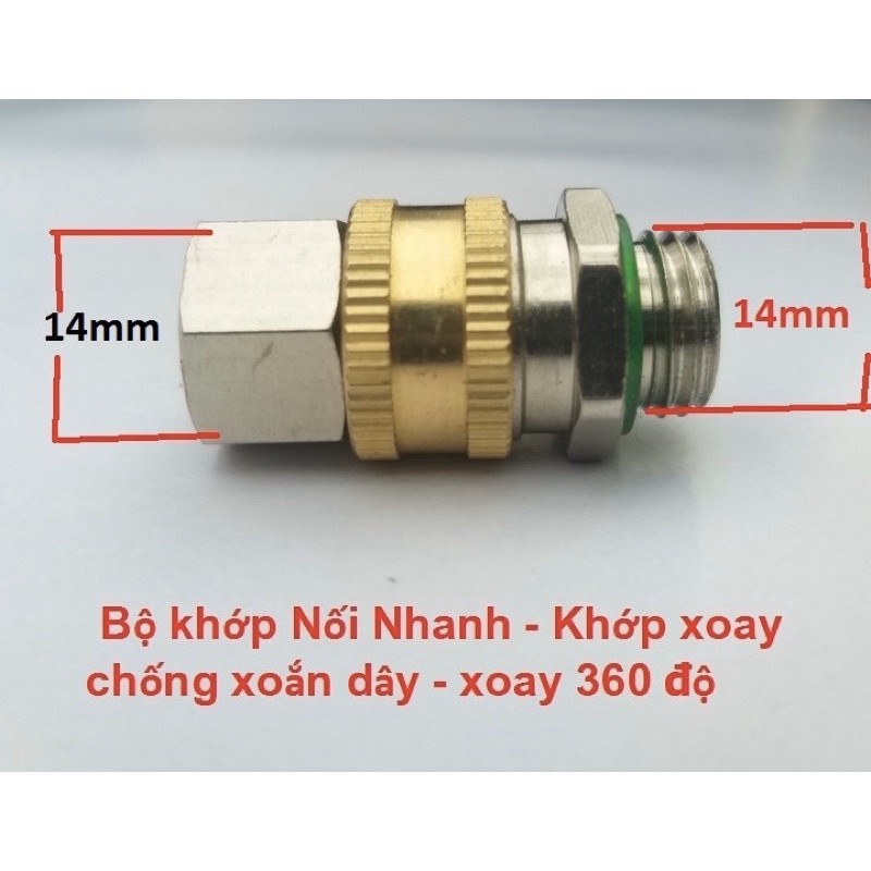 Khớp nối nhanh-Khớp xoay chống xoắn dây phun xịt rửa xe (ren 14mm)