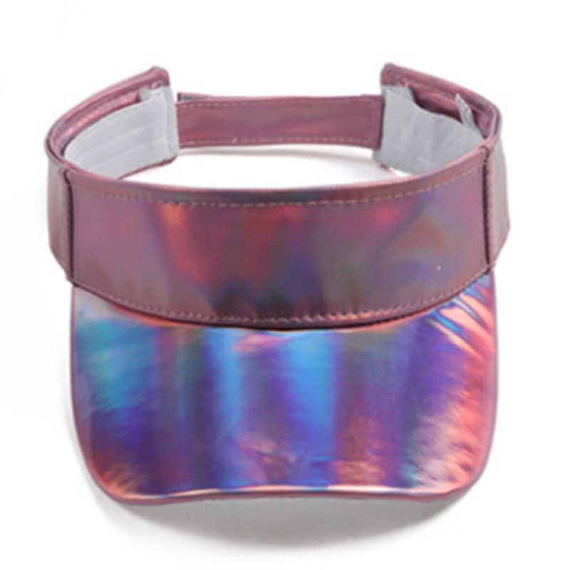 Youyo Mũ Lưỡi Trai Giả Da Hở Chóp Màu Hologram Phong Cách Tối Giản Cho Nam Và Nữ