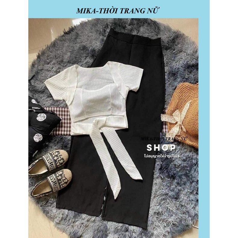 Set đồ nữ đẹp, set quần ống rộng áo croptop ( áo có mút )