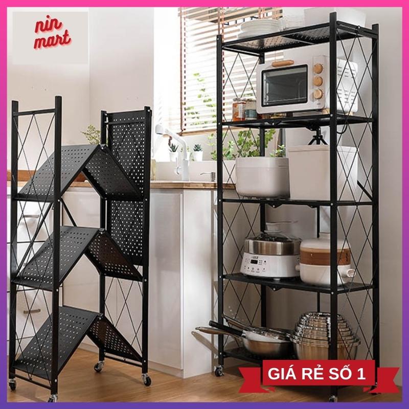 Kệ bếp đa năng gấp gọn Kệ gấp gọn thông minh 5 tầng chắc chắn thép chống rỉ
