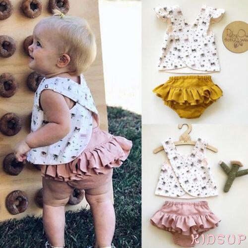 Set đồ mùa hè 2 món gồm áo sát nách in hình lạc đà alpaca + quần short xếp nếp cho bé gái