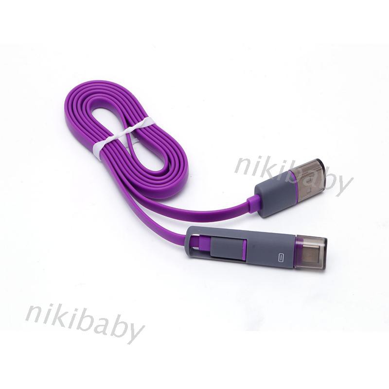 NIKI 2 in 1 USB Male To Type-C+Micro USB Data Charging Cable Cord For Samsung HTC LG