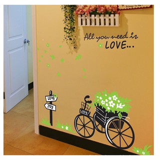 Decal dán tường mẫu :Xe đạp chở hoa