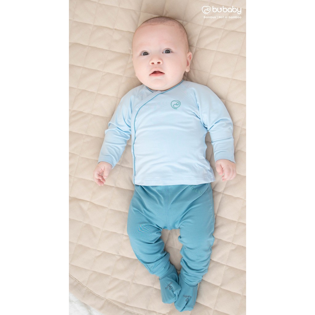 Bộ sơ sinh sợi tre BuBaby cài chéo BB008.02 + BB008.03