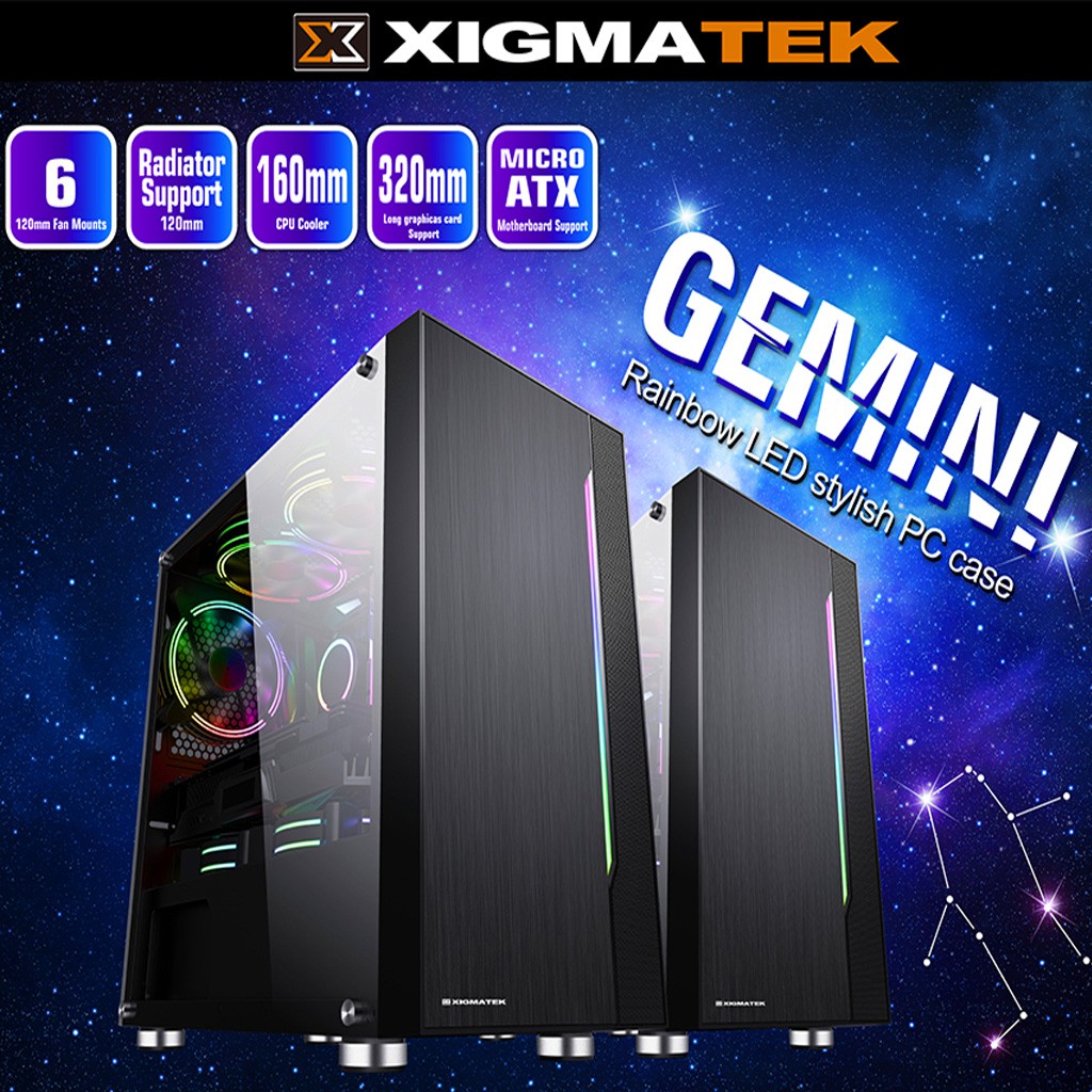 [Chính Hãng] Thùng Máy Xigmatek Gemini - Hỗ trợ main M-ATX, RGB STRIP - BIBITECHS