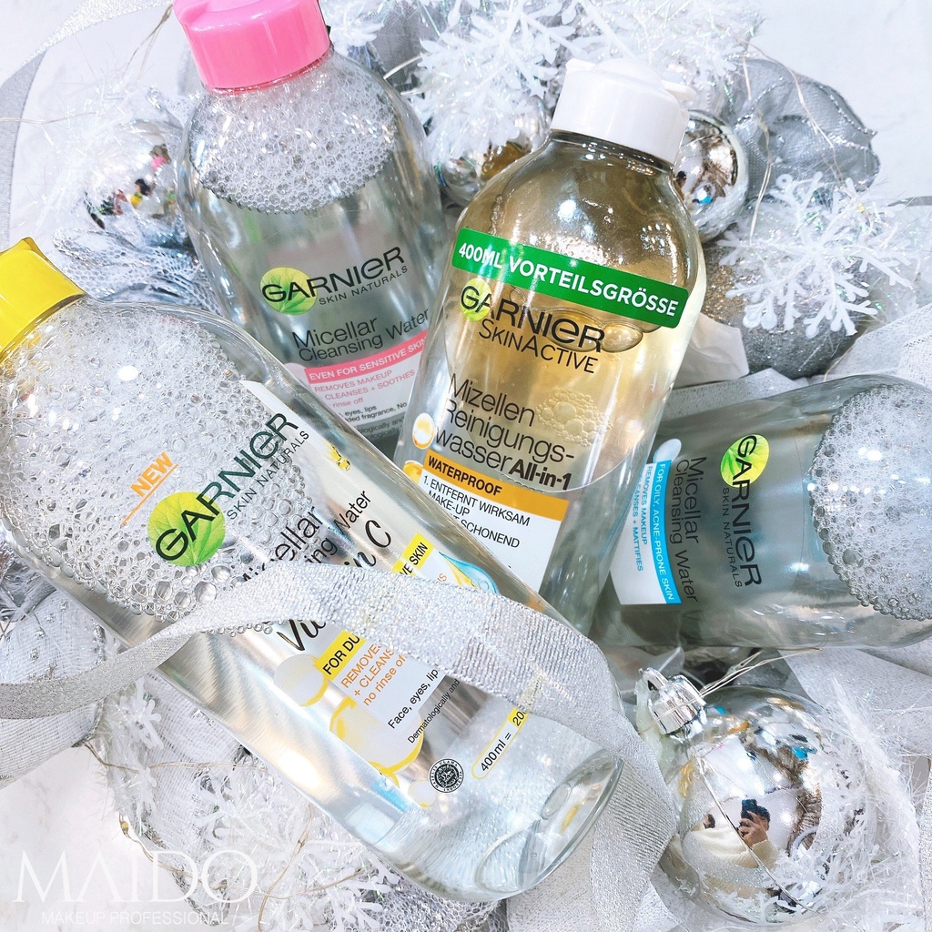 Nước tẩy trang Garnier dành cho mọi loại da. Hồng/Vàng/Xanh/Trắng 400ml