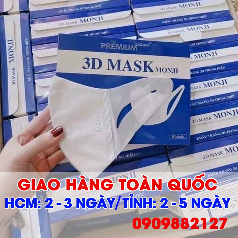 [Chính Hãng] Khẩu Trang 3D MASK Monji hộp 50 cái lọc bụi kháng khuẩn