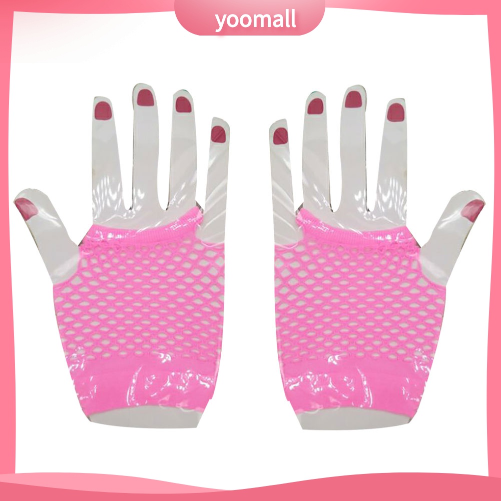 Yomall♡ Găng Tay Lưới Hở Ngón Màu Neon Phụ Kiện Cho Bữa Tiệc Đêm