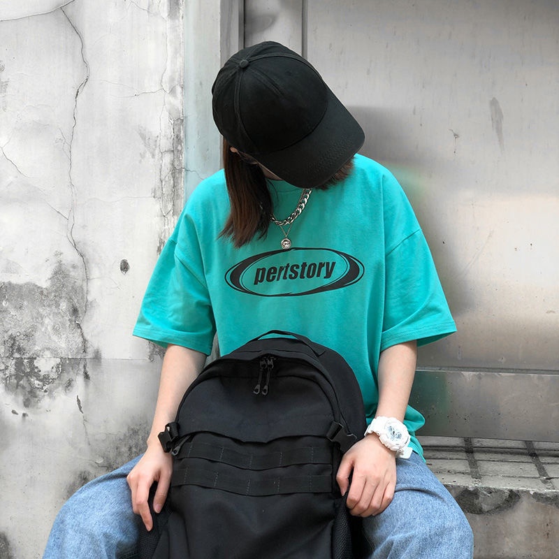 Áo Thun COZOK Tay Ngắn Dáng Rộng In Chữ Kiểu Hồng Kông Cá Tính