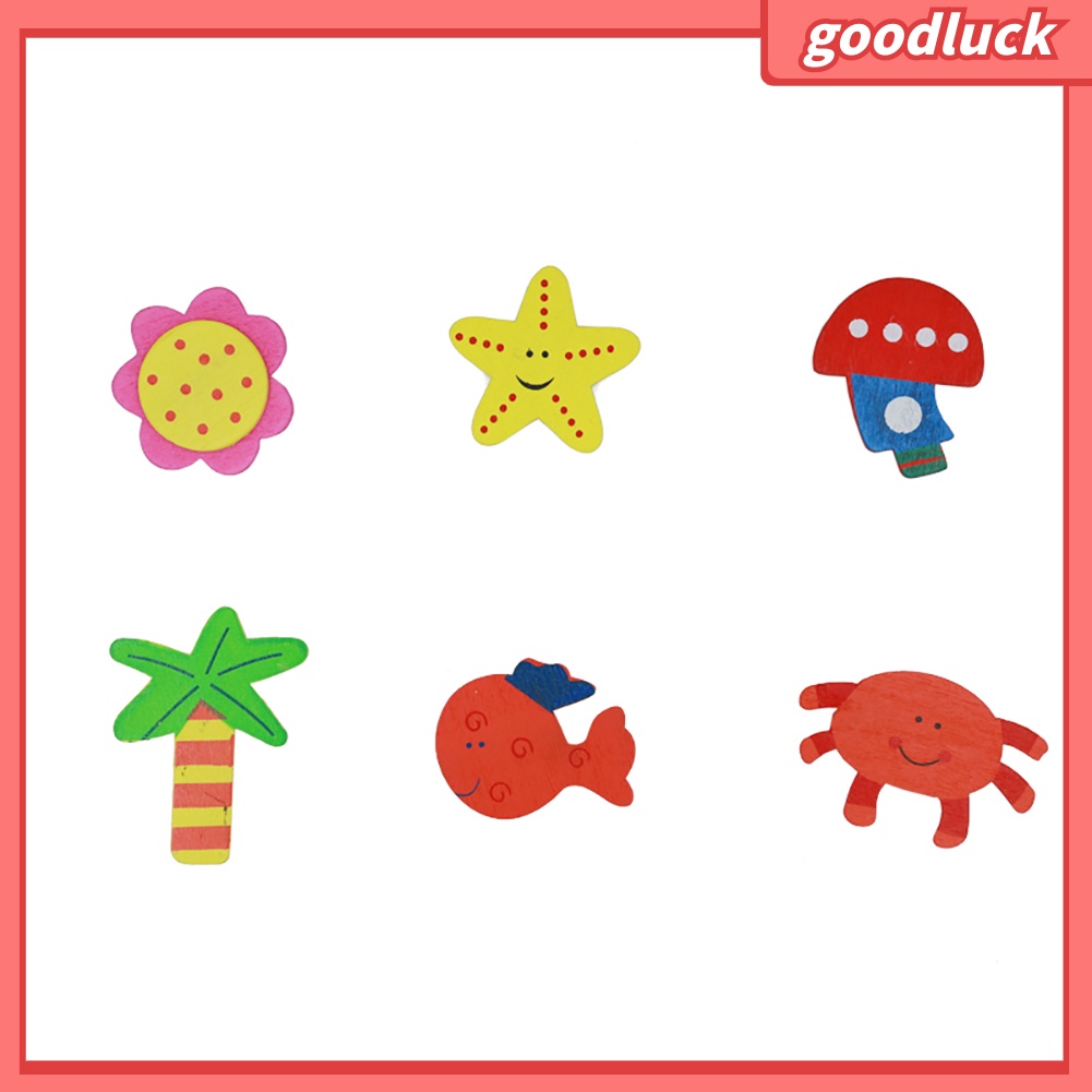 Bộ 12 miếng dán nam châm bằng gỗ hình hoạt hình mặt trời cá tính trang trí tủ lạnh cho bé