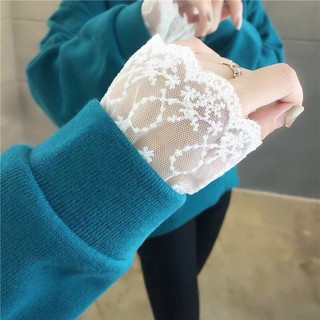 Áo nỉ bông tay pha ren mới