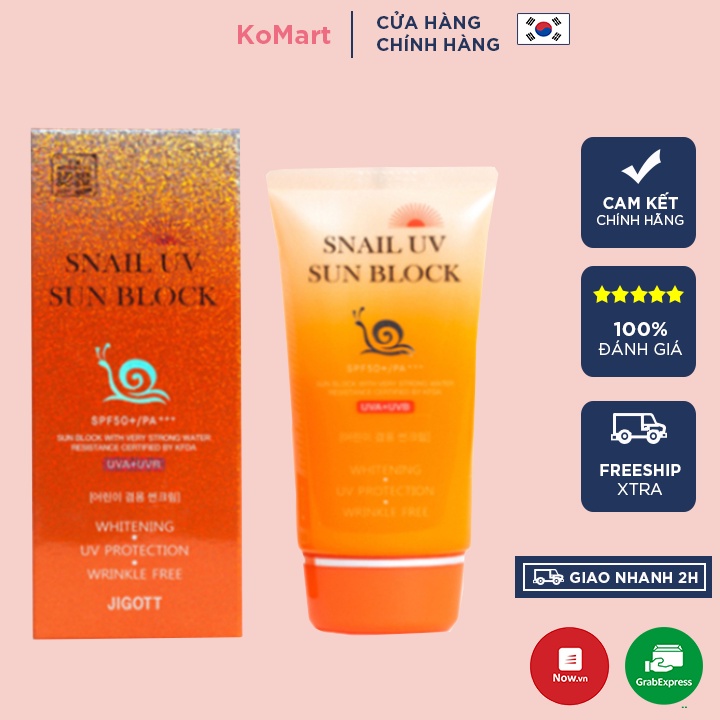 Kem Chống Nắng Vật Lý Ốc Sên Kiềm Dầu Dưỡng Ẩm Che Khuyết Điểm SNAIL UV SUN BLOCK SPF50+/PA+++ 70ml