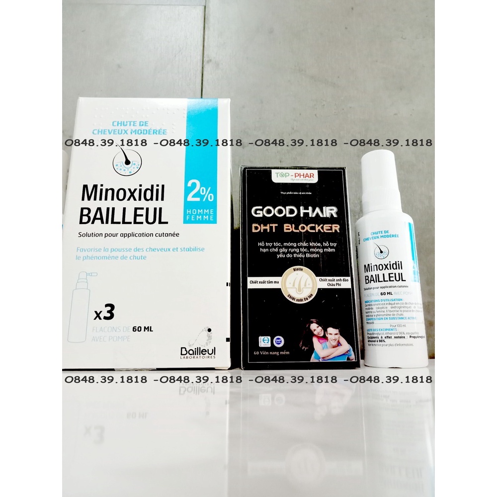 🌈 Combo Mọc Tóc - Bailleul Minoxidil 2% Pháp + Good Hair DHT Blocker Mọc Tóc Nhanh 60 Viên