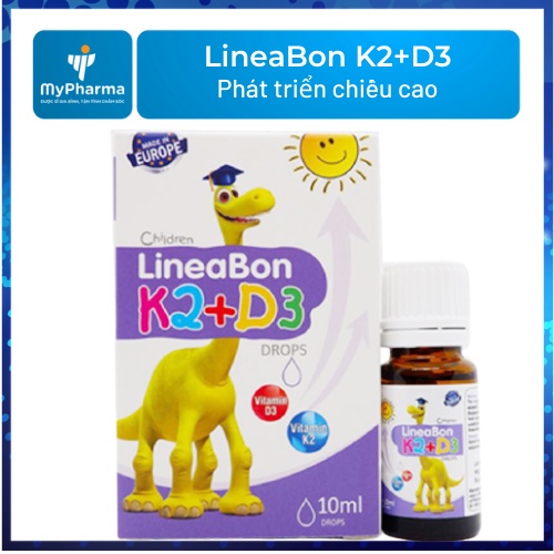 [CHÍNH HÃNG] LineaBon K2+D3 drops - Bổ sung Vitamin K2, Vitamin D3, Tăng hấp thu Canxi, Tăng Chiều cao cho trẻ (10ml)