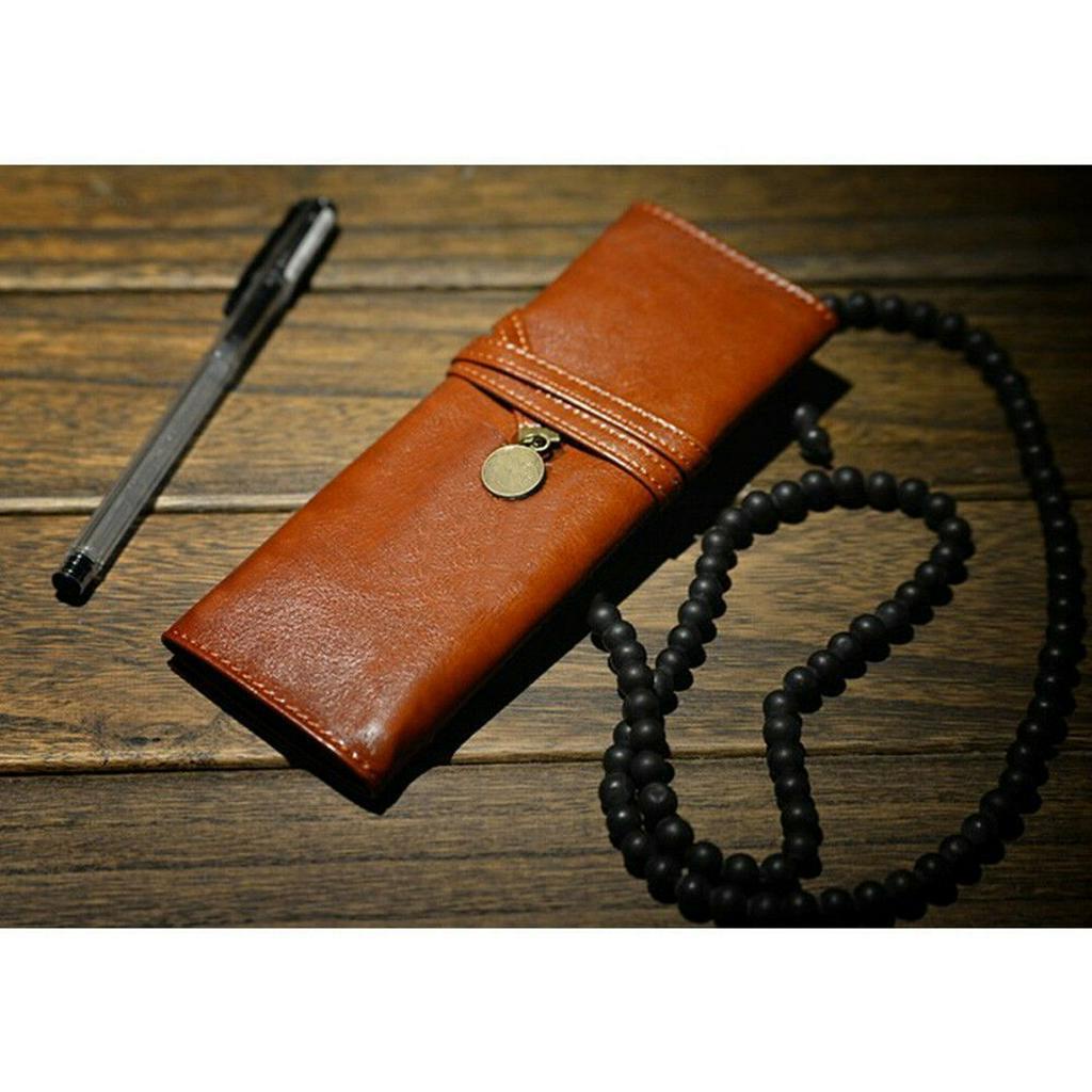 Túi văn phòng phẩm bằng da PU phong cách retro