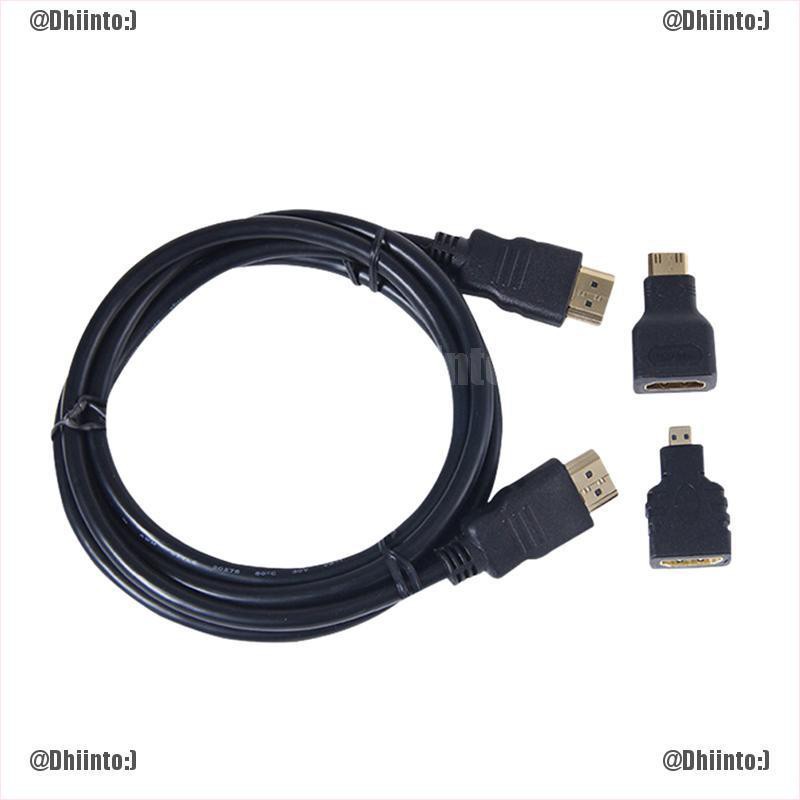 Cáp chuyển đổi hdmi micro + Hdmi + Mini 3 trong 1 1.5M 4.9Ft tốc độ cao mạ vàng