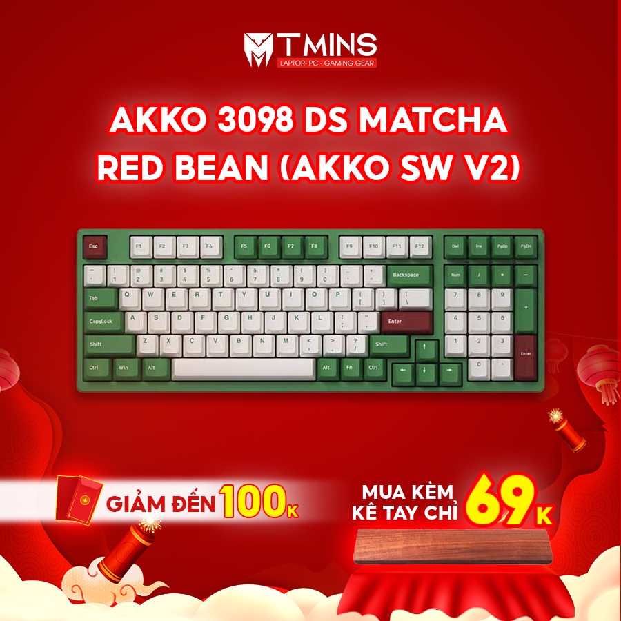 [Mã ELHAMS5 giảm 6% đơn 300K] Bàn phím cơ AKKO 3098 DS Matcha Red Bean (Akko sw v2) - Hàng Chính Hãng