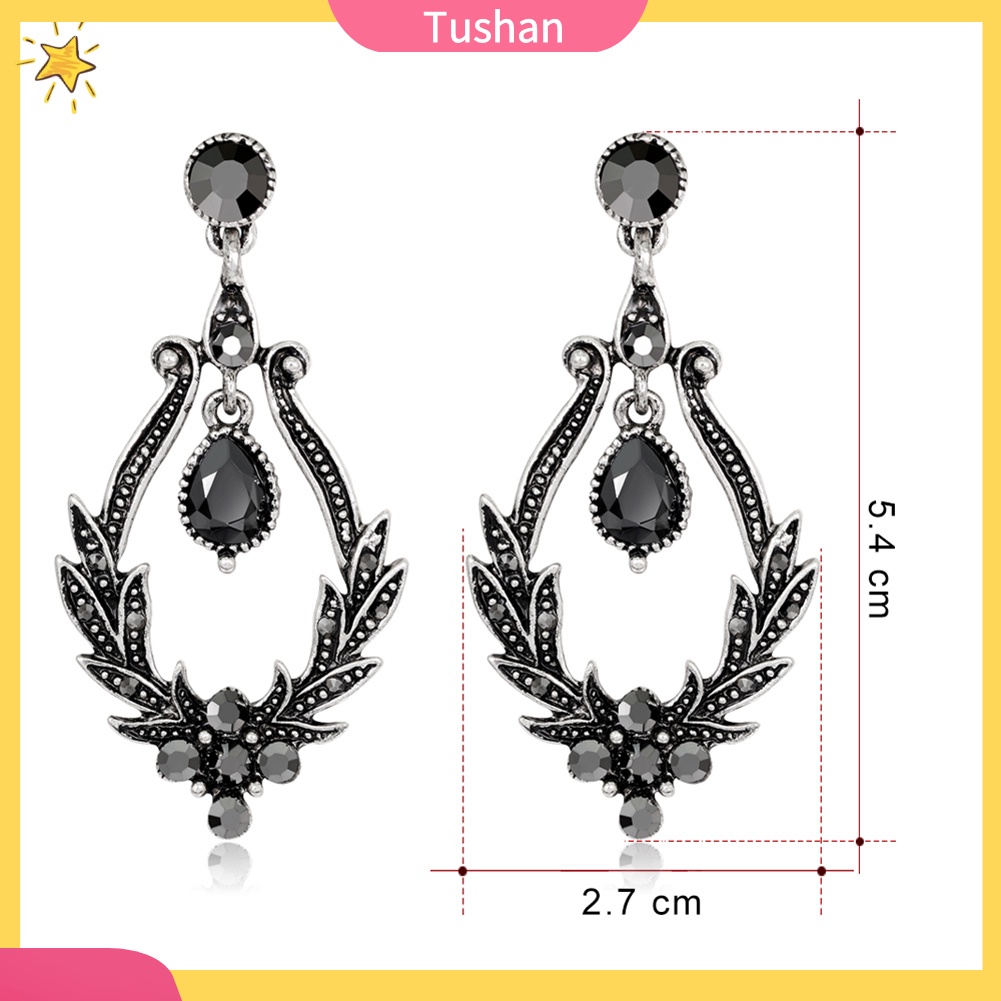 Khuyên tai hình chiếc đá đính đá quý kiểu dáng cổ điển sang trọng cho nữ