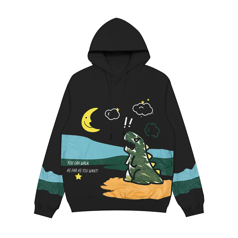Áo Hoodie Dáng Rộng In Họa Tiết Hoạt Hình Phong Cách Hip Hop Dành Cho Cặp Đôi | BigBuy360 - bigbuy360.vn