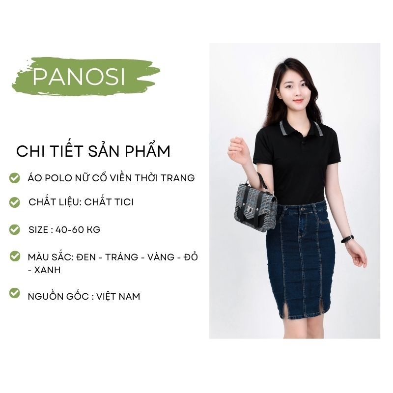 Áo polo nữ cộc tay có cổ thiết kế kế viền trơn - PANOSI - A92