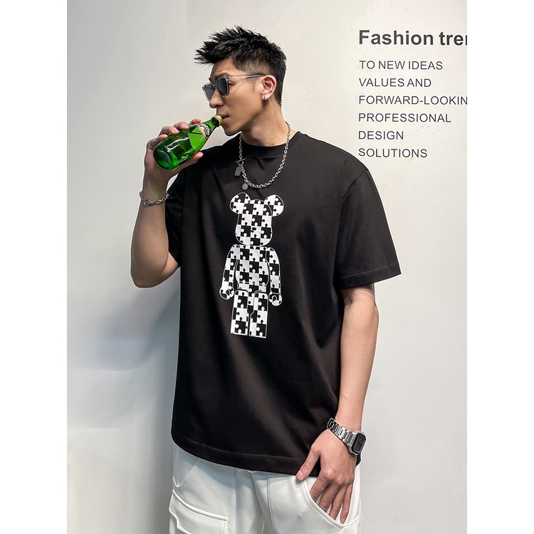 áo bearbrick nam nữ cổ tròn tay lỡ, áo thun nam nữ thun Cotton co giãn 4 chiều Unisex